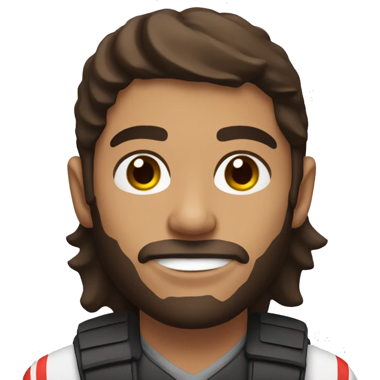 Brunette man with brown eyes riding a dirt bike emoji