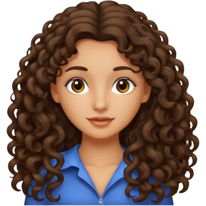 Fille brune cheveux bouclé long peau légèrement bronzé  emoji