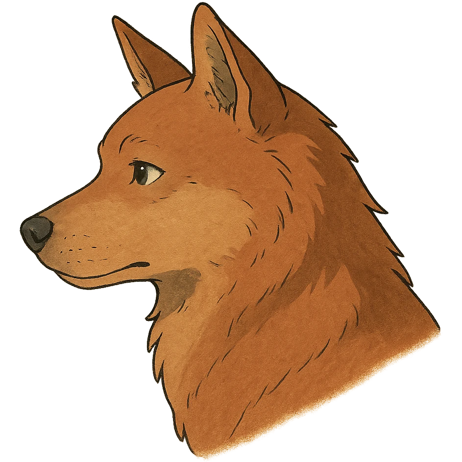 ghibli style side profile of a dog emoji