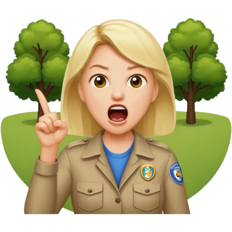 a karen mom yelling at somebody that wont take their dog out and is showing her badge but its fake emoji