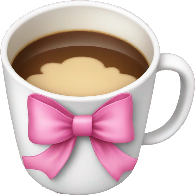 White cup with pink bow  filled with lattee emoji