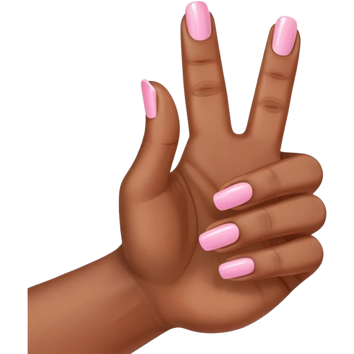 Medium brown skin hand thumbs up with light pink painted fingernail polish  emoji