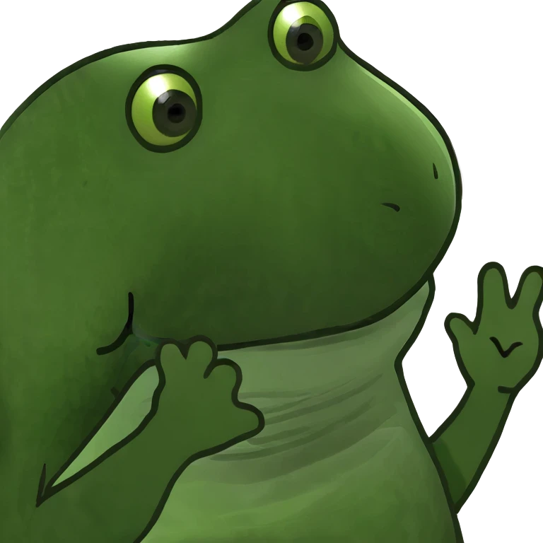 frog meme character waving hello emoji