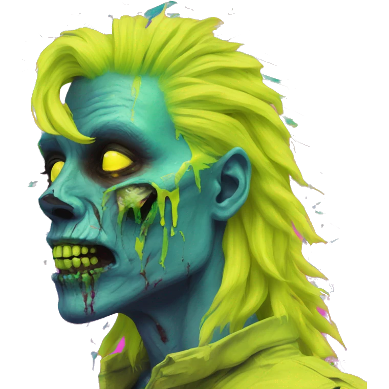 .Zombie_ Vaporwave black holographic oilslick zombie unicorn yellow caution tape emoji