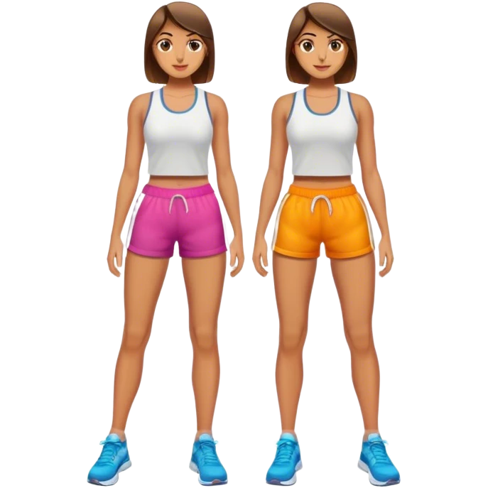 front view of full legs female with gym shorts emoji