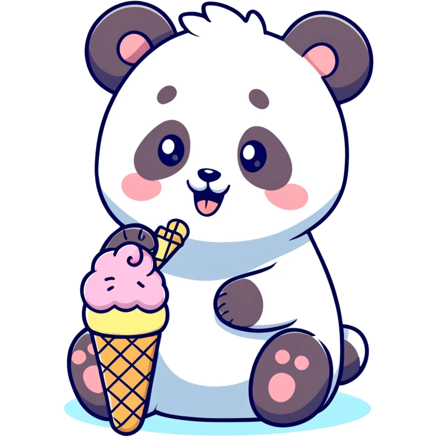 Panda eating ice cream emoji