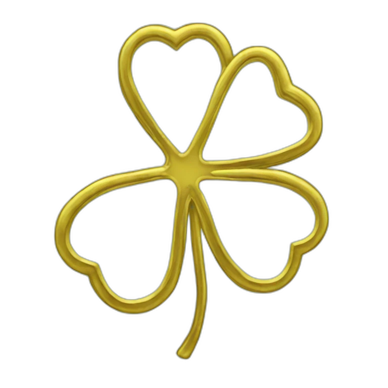 gold outline-four-leaf-clover emoji
