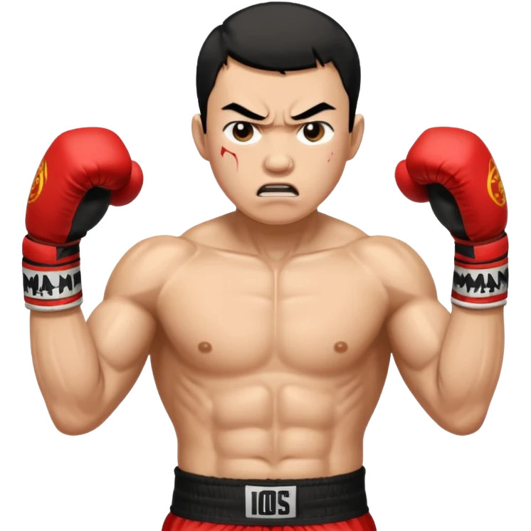 click that wong sze man face in thai boxing with angry face 20 times woman click woman emoji