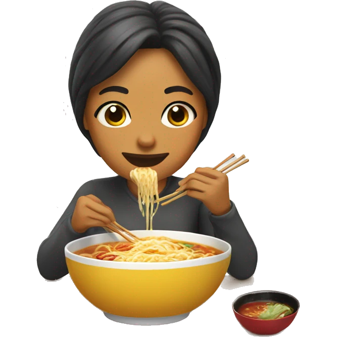 Chica comiendo ramen emoji