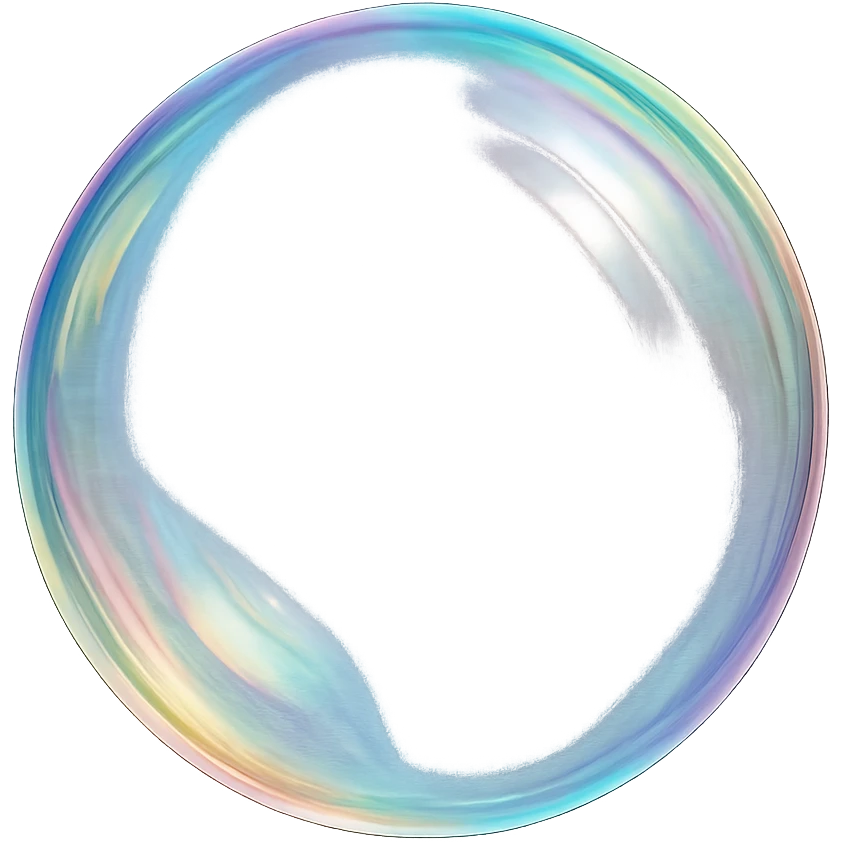 one large soap bubble, rainbow colors, transparent and clean feeling, simple background emoji