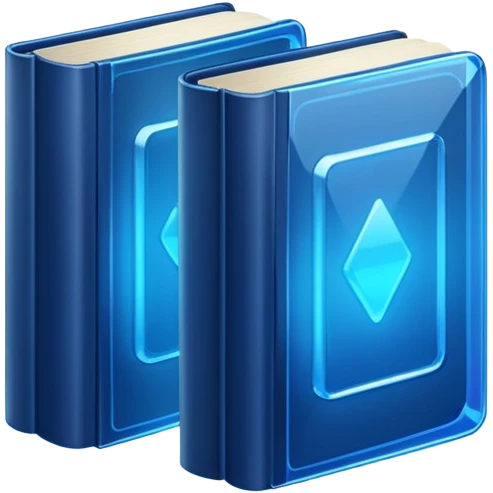 2 dark neon blue glass books emoji