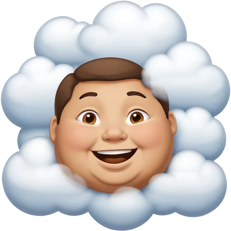 a fat person with their head in the clouds emoji