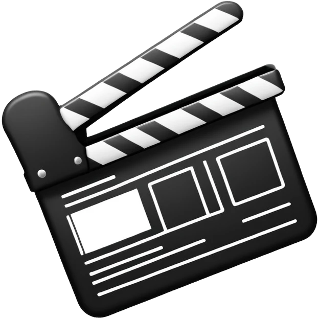 movie clapper outline only, just two rectangles with a diagonal line, no fill, black line art only emoji