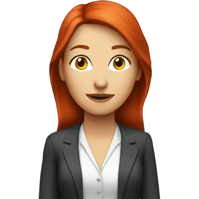 female manager with computer with red hair emoji