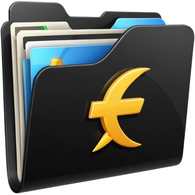 black folder flash file with a finances logo emoji