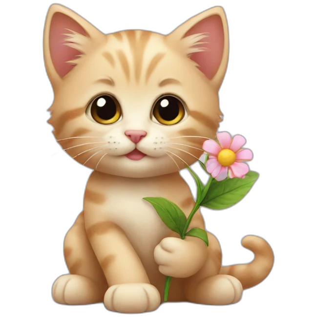kitten gives flower emoji