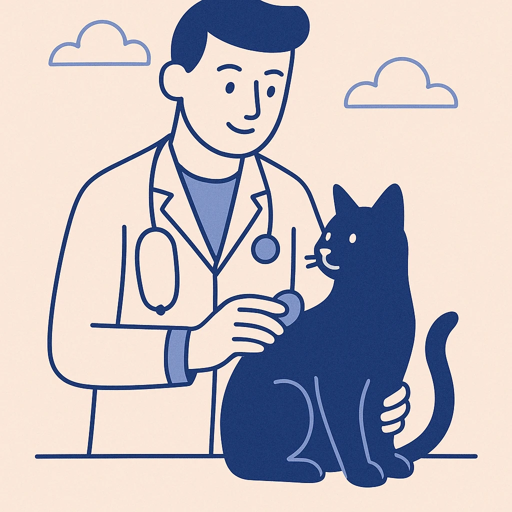veterinarian examining a cat emoji