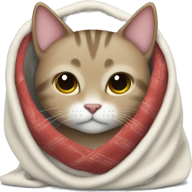 cat with a cozy blanket around it emoji