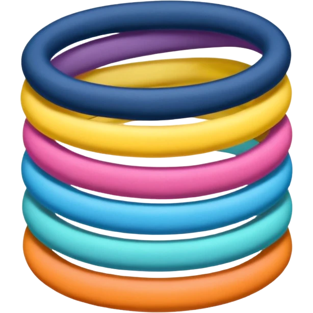 hair tie for tying hair，colourful，三根叠在一起，交错着叠 emoji