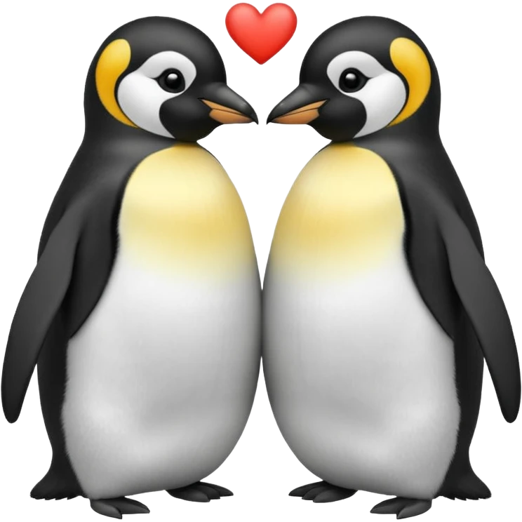 2 emperor penguins facing each other making a heart emoji