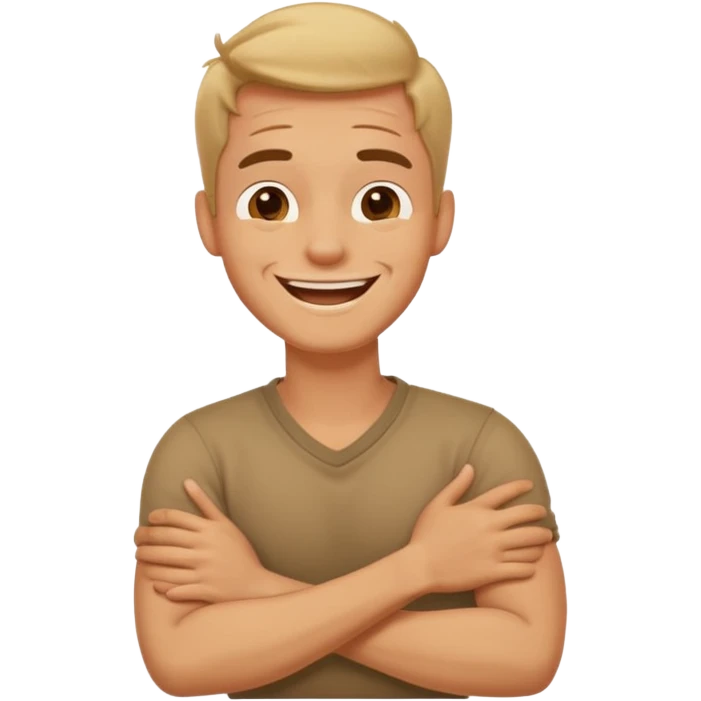 Arms crossed holding neck laughing guy ￼ emoji