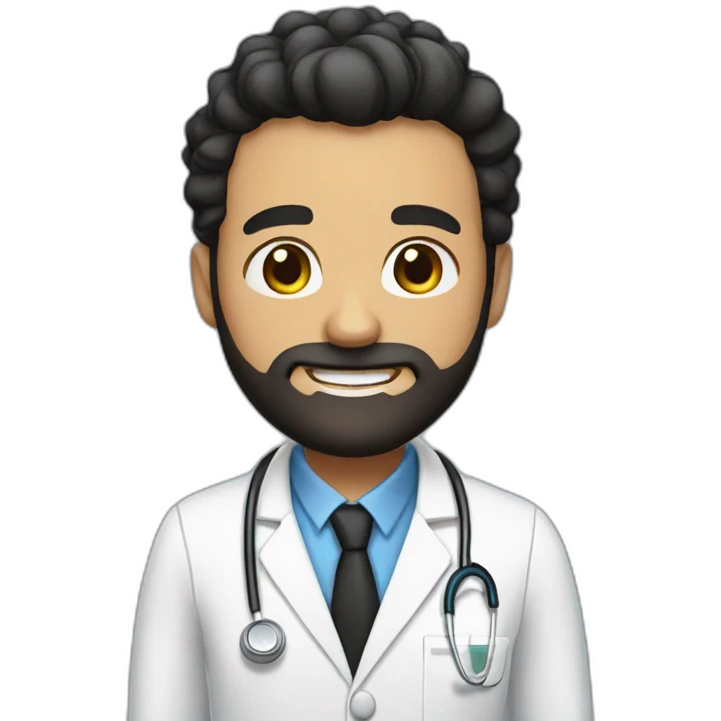 doctor brown beard smiles short black hair on the head emoji