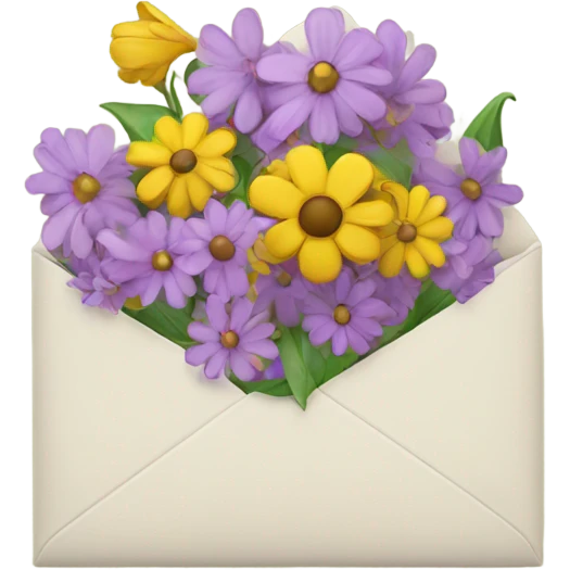 An opened envelope that has flowers coming out of it emoji