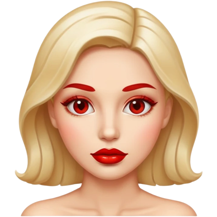 Woman tongue red shiny glossy lips emoji