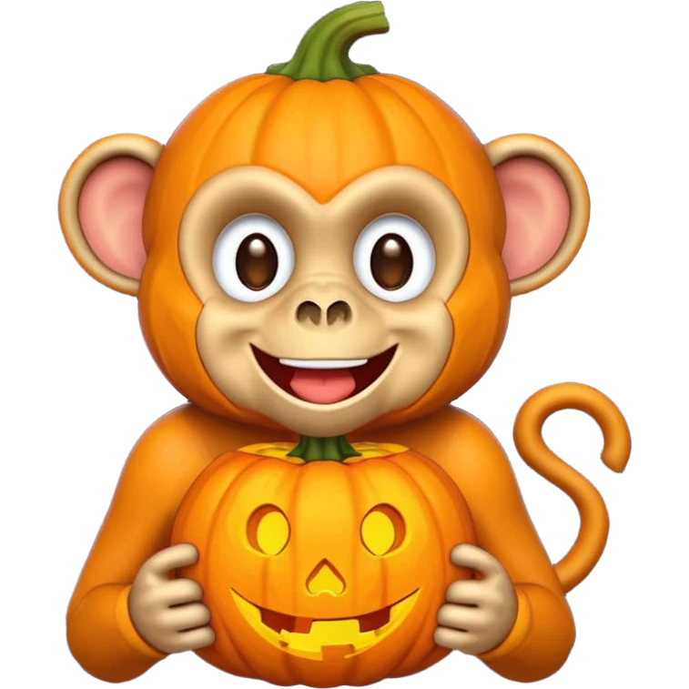 twitter emoji style monkey with jack o lantern as head emoji