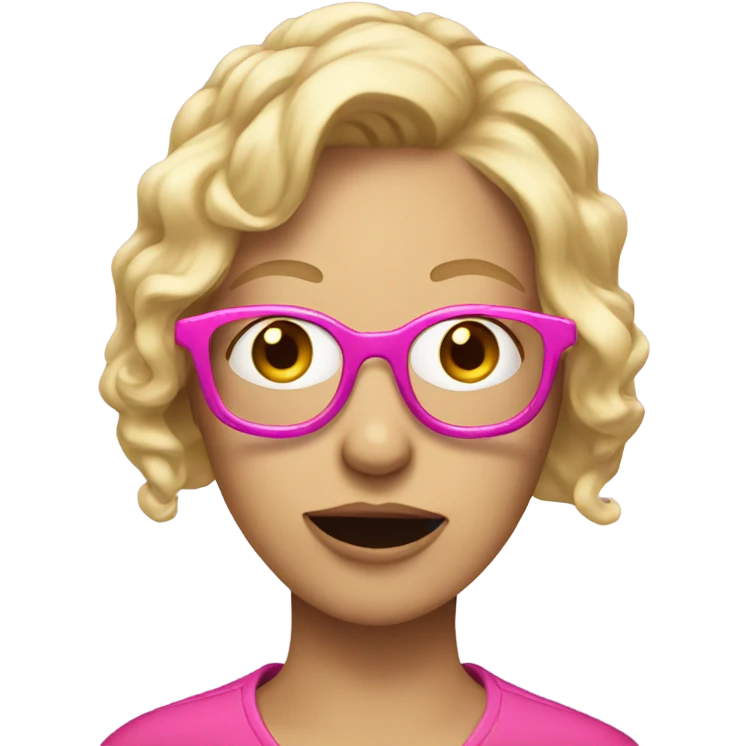 Lady with pink glasses and blonde hair driving crazy emoji