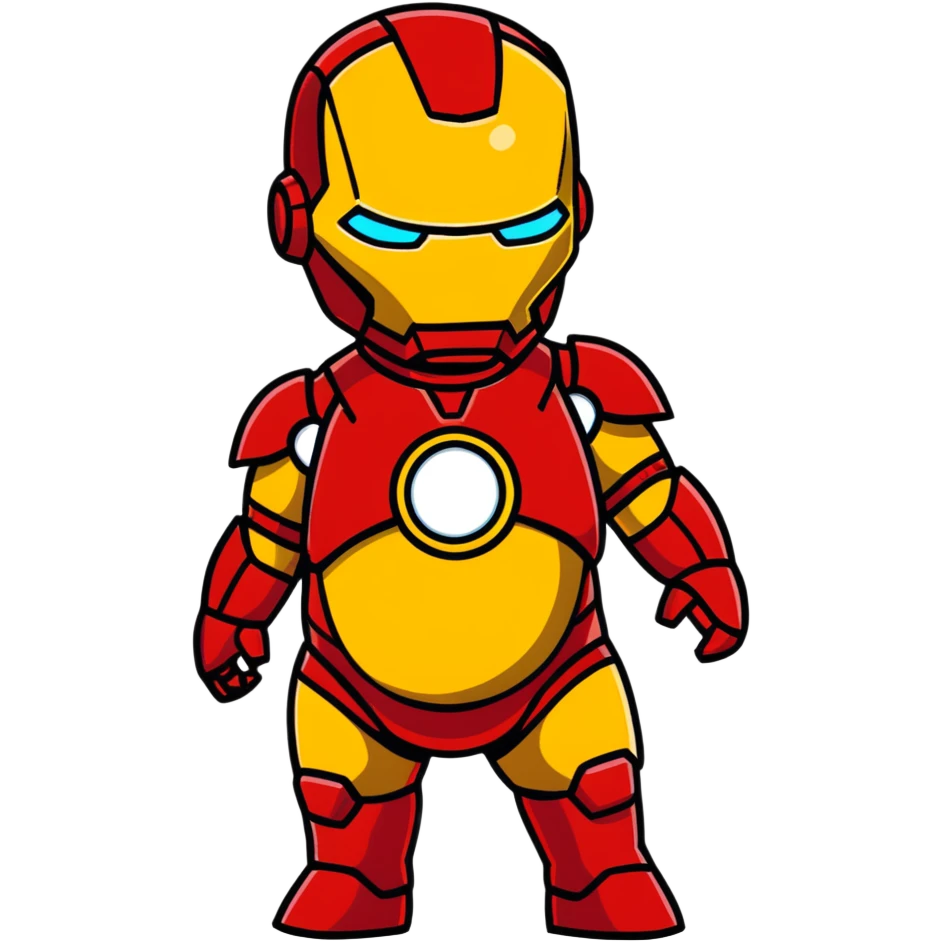 Iron Man with a pregnant belly, wearing red and gold armor suit emoji