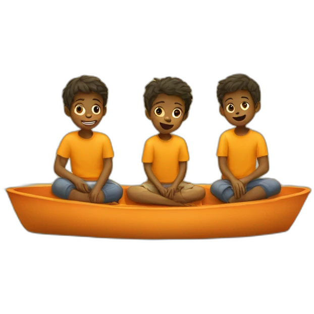 three-little-boys-sitting-in-a-yellow-and-orange-lake emoji