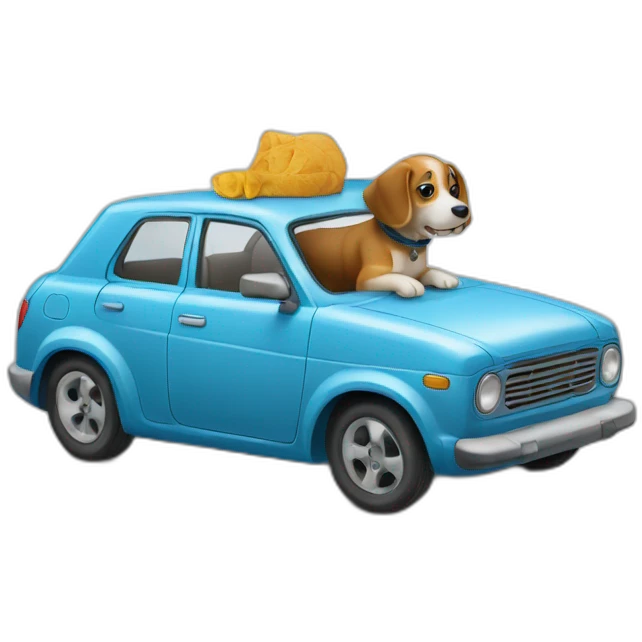 Chien sur voiture emoji