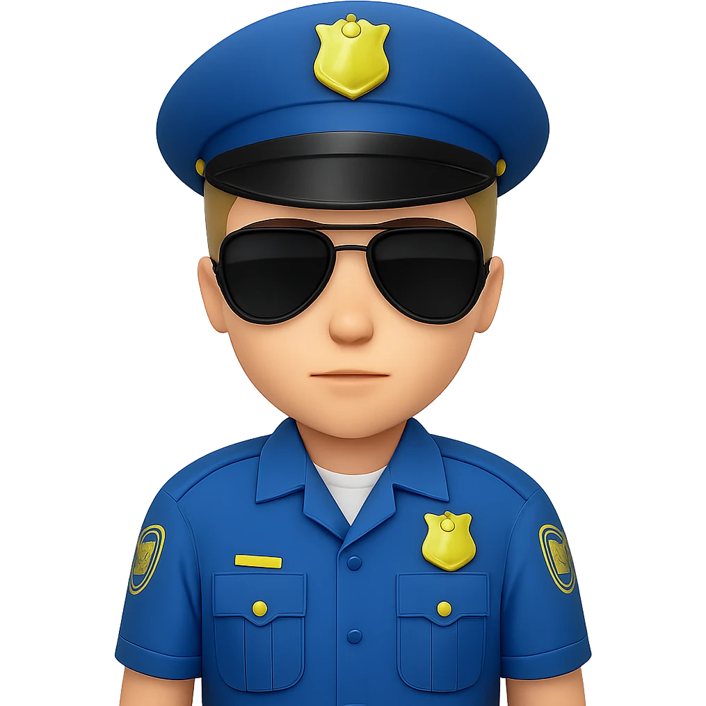Add sunglasses to the police officer, keep the same style, no background. emoji