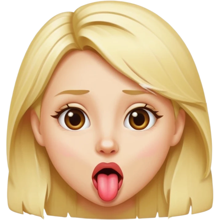 Blonde girl sticking out a silly pointed tongue emoji