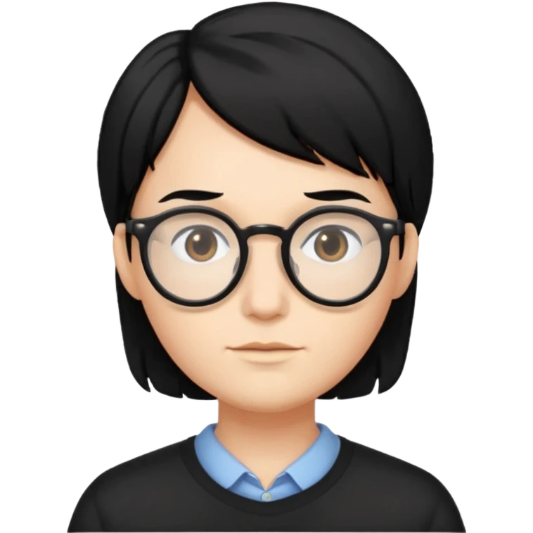 Bug with middle part black hair and glasses emoji