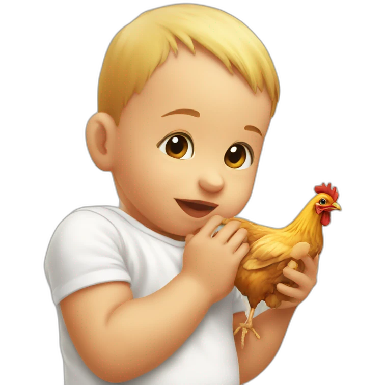 baby grabbing chicken by neck emoji