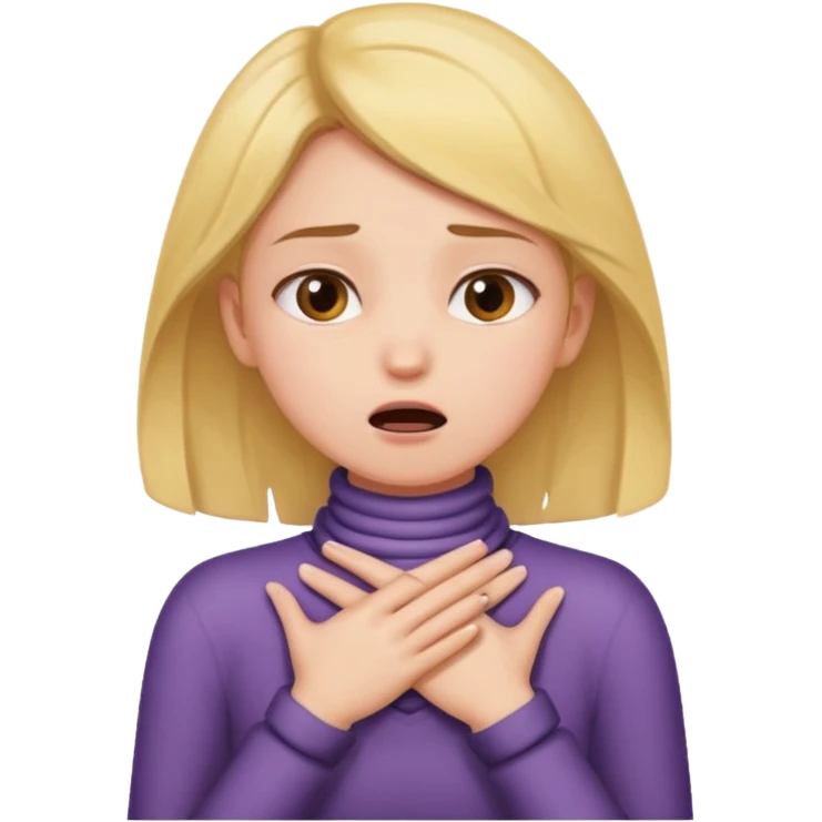 a girl with her hands around her neck choking herself emoji