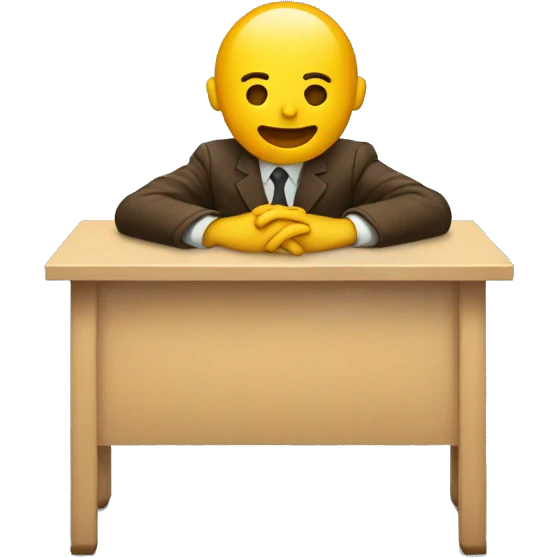 two hands crossed on top of a student desk  emoji
