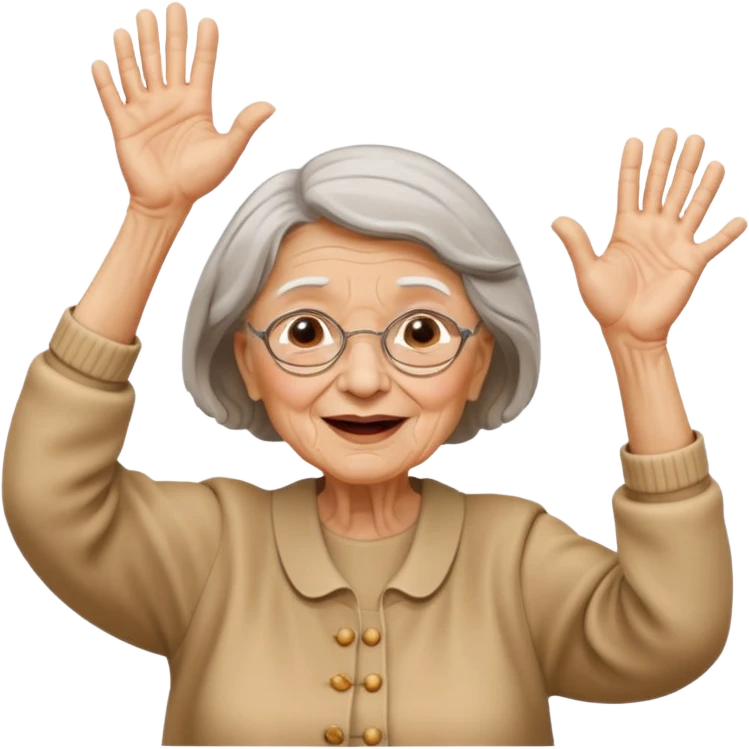 Old lady hands up raise the roof dancing  like she doesn’t care  emoji