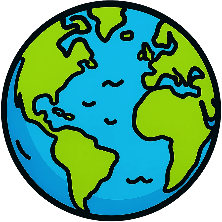 cartoonish planet earth sphere with bright colors, no background emoji