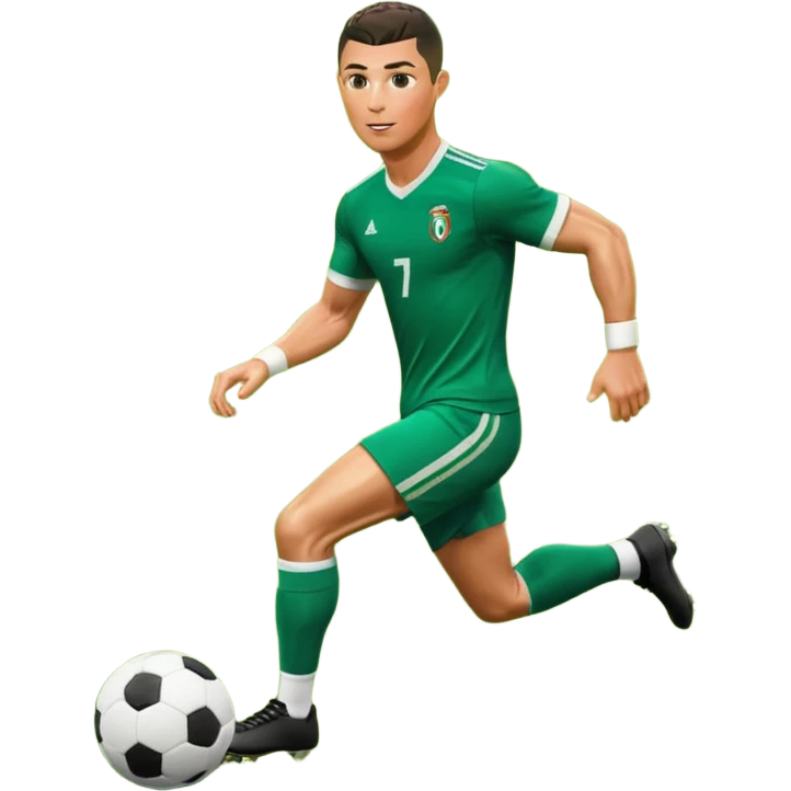 Ronaldo dribbling with a touch into a football emoji