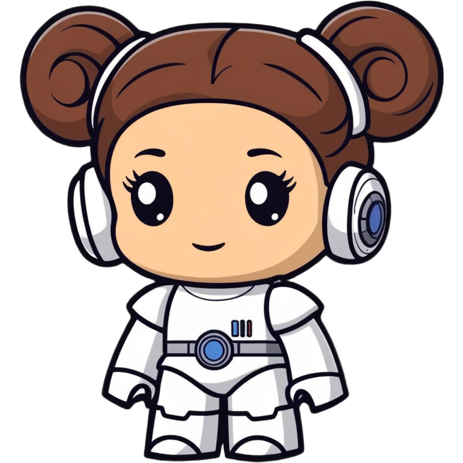 cute and playful toy robot with Princess Leia's iconic hair buns emoji