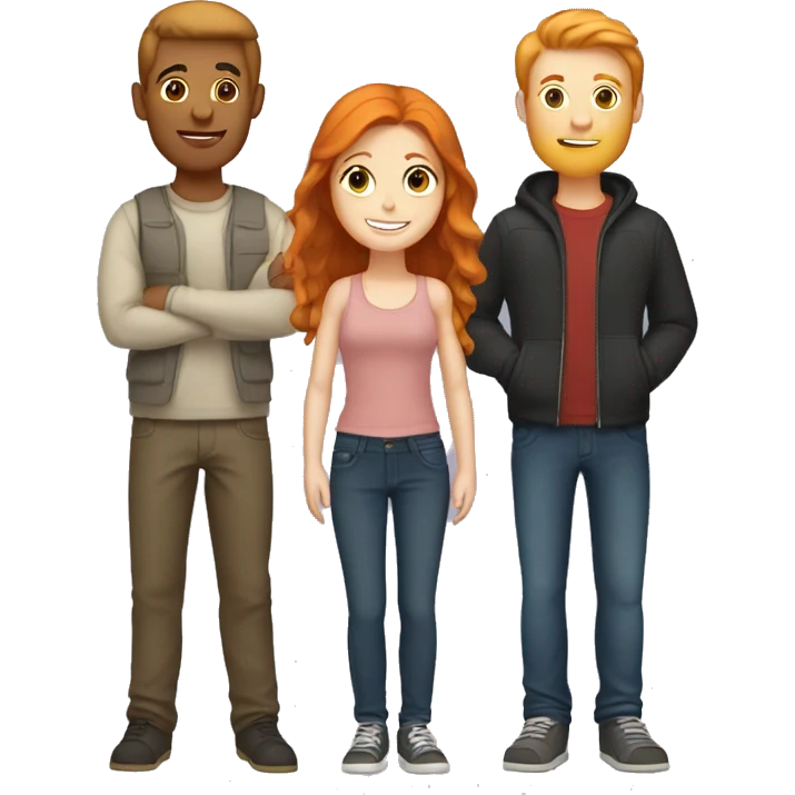 A couple with a ginger girl and brunette boy emoji