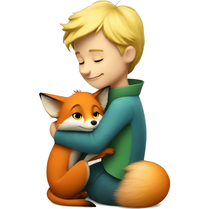 The little prince hugs the fox emoji