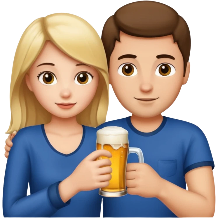 girl touching guys arm with beer emoji