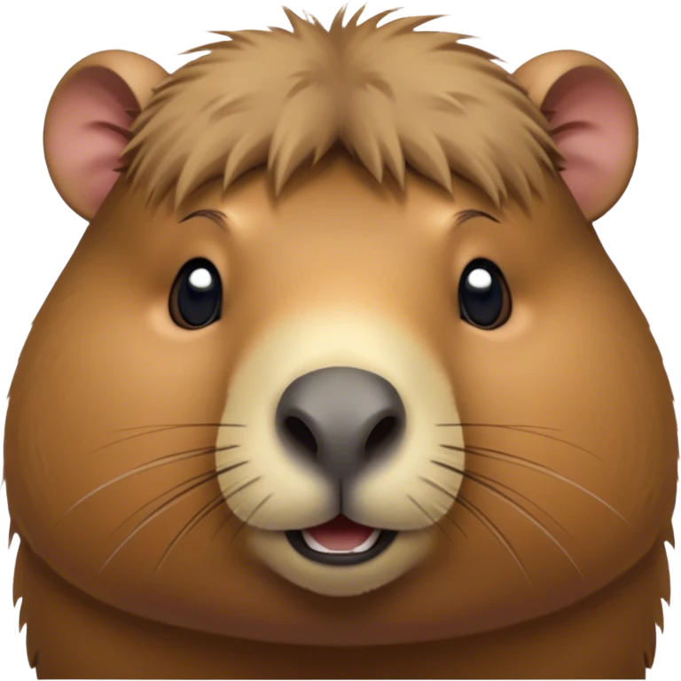 Cinematic Cute Capybara Portrait Emoji, Head tilted playfully and inquisitively, with a delightfully fluffy, rounded form and a distinctively endearing capybara face marked by a short snout and petite ears, accented by luxuriously soft fur in warm earthy tones and bright, sparkling eyes full of charm; rendered with intricate, realistic detail and natural highlights, high shine, affectionate and lively, styled with a touch of whimsical cuteness, soft glowing outline, capturing the essence of a mischievous yet loving capybara that seems poised to tumble playfully into your arms! emoji