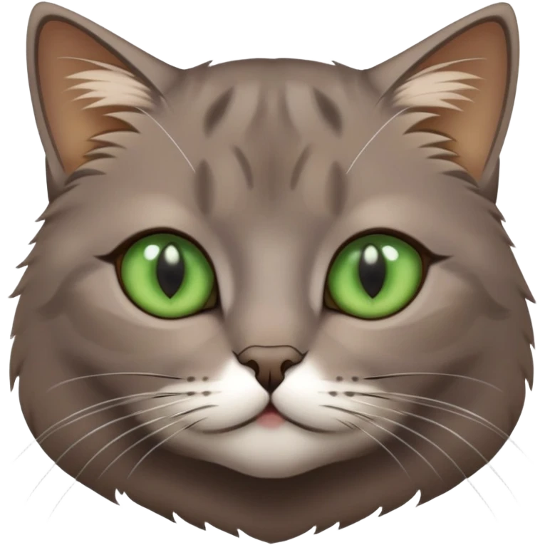 brownish gray cat with green eyes close together emoji