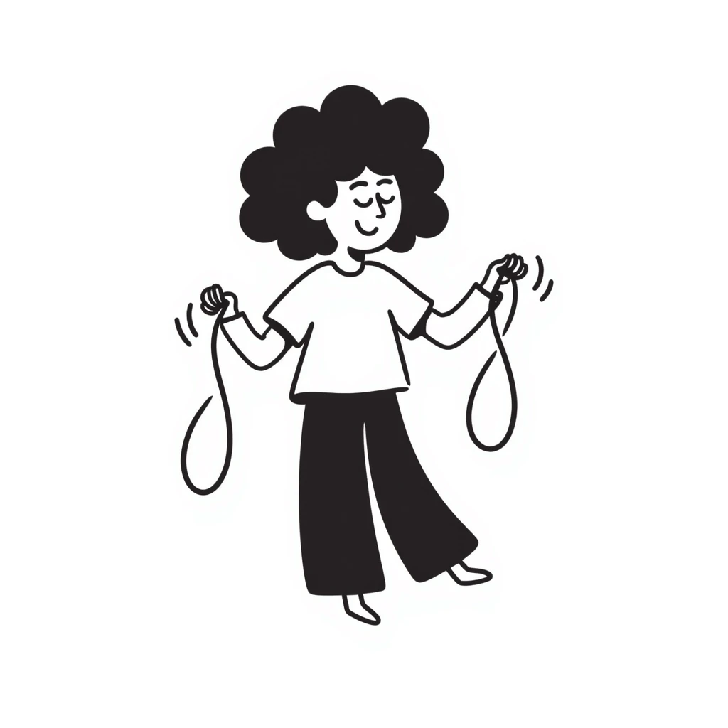 playful hand drawn sketch of a person jumping rope emoji