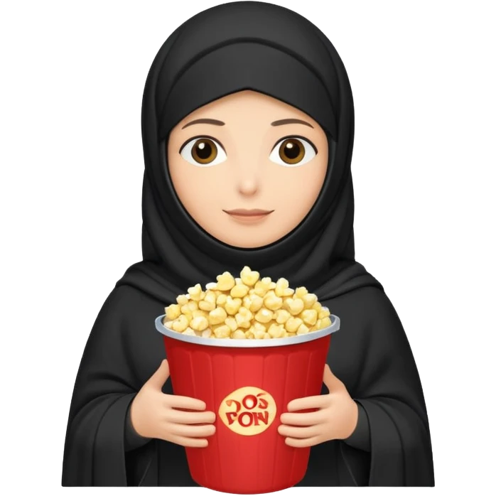 a burka holding a bucket of popcorn emoji